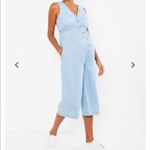 Chambray Button Front Maternity Jumpsuit size M
